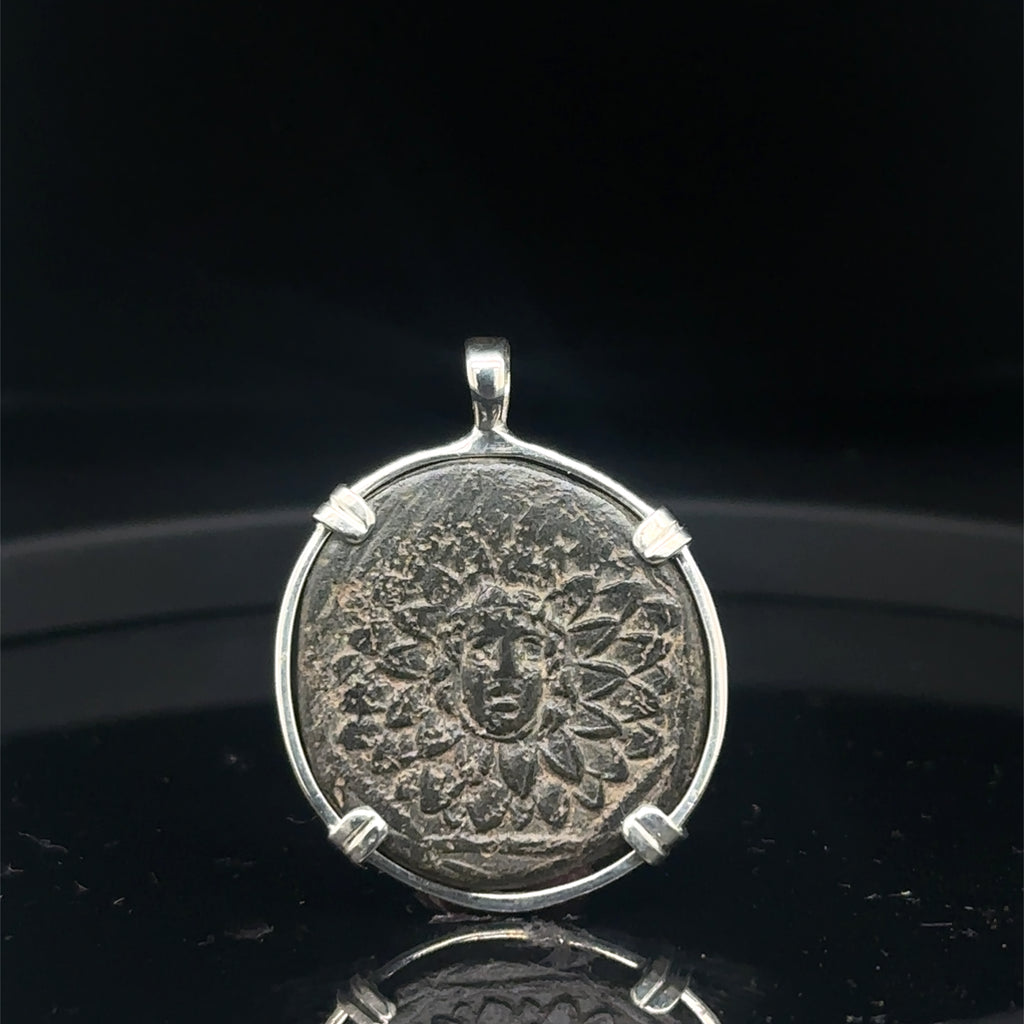 Ancient Greek Medusa and Nike in Sterling silver pendant