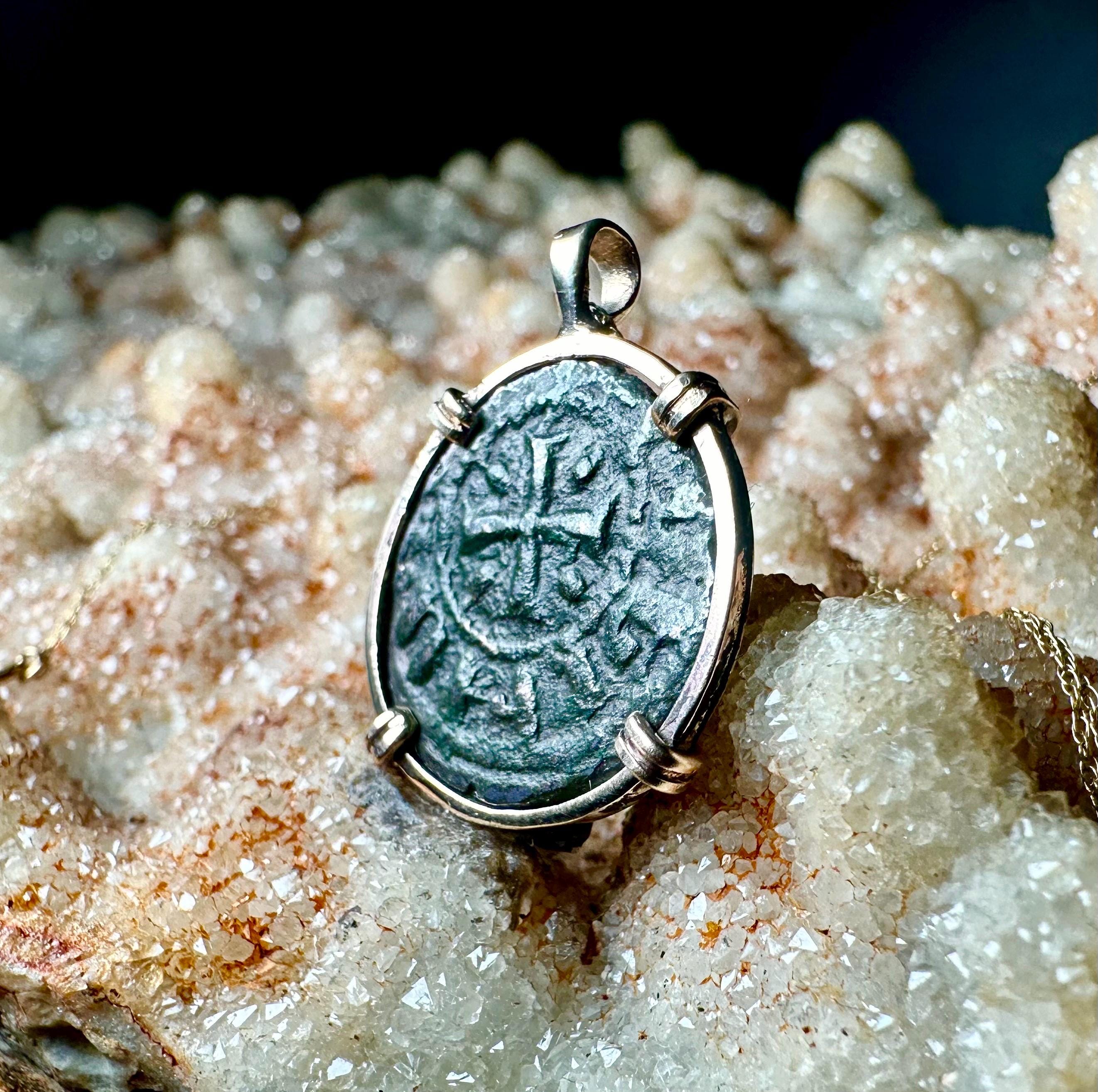 Genuine 13th century Christian Crusader Coin in 14k yellow gold filled Pendant