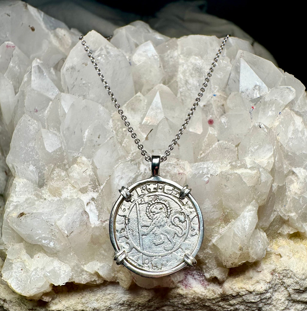 14th Century Christian Lion of St Mark coin in sterling silver pendant