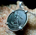 Genuine 4th century Roman Coin of Victory sterling silver pendant