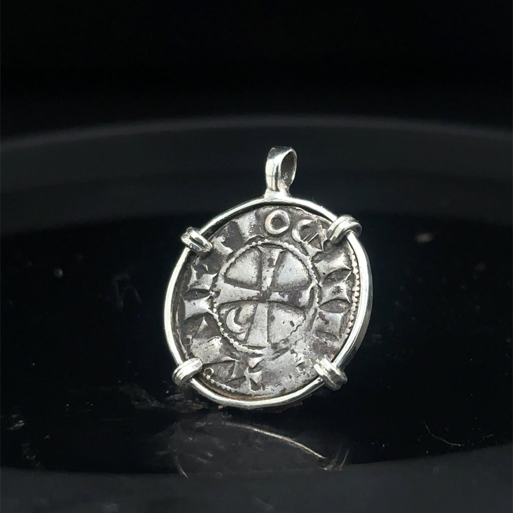 12th century Templar Christian Crusades coin in Sterling Silver Pendant