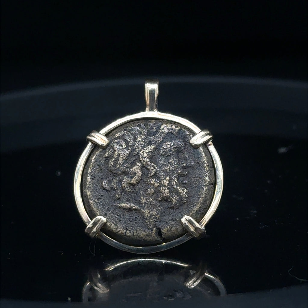 Ancient Greek Zeus and Eagle coin in 14k yellow gold filled pendant