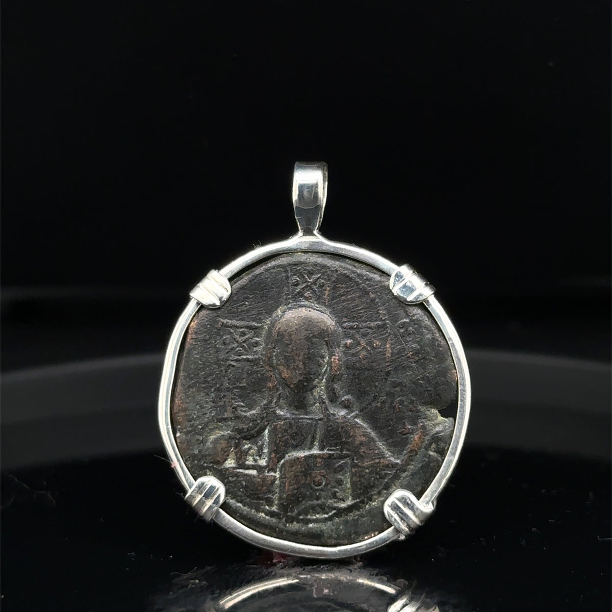 Byzantine Jesus Christ “Jesus Christ King of kings” inscription coin in sterling silver pendant