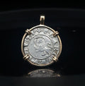 14th Century Italian Christian Lion of St Mark coin in 14k yellow gold filled pendant