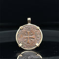 16th Century Christian Cross and Lion Vatican Coin in 14k Yellow Gold Filled Pendant