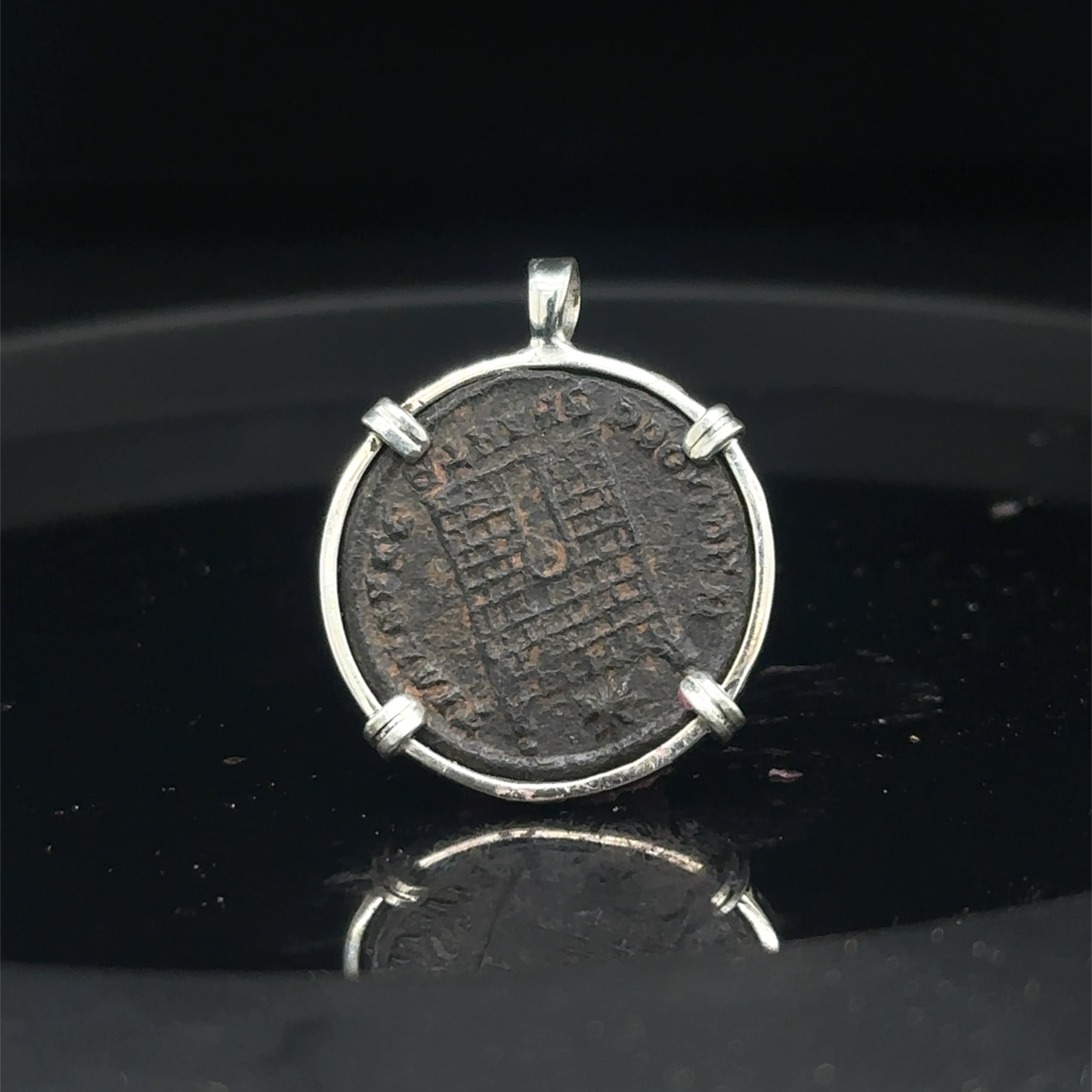 Constantine the Great ancient Roman coin in sterling silver pendant