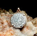 Genuine 13th Century Cristian Crusader Cross and Lion coin in 14k yellow gold pendant