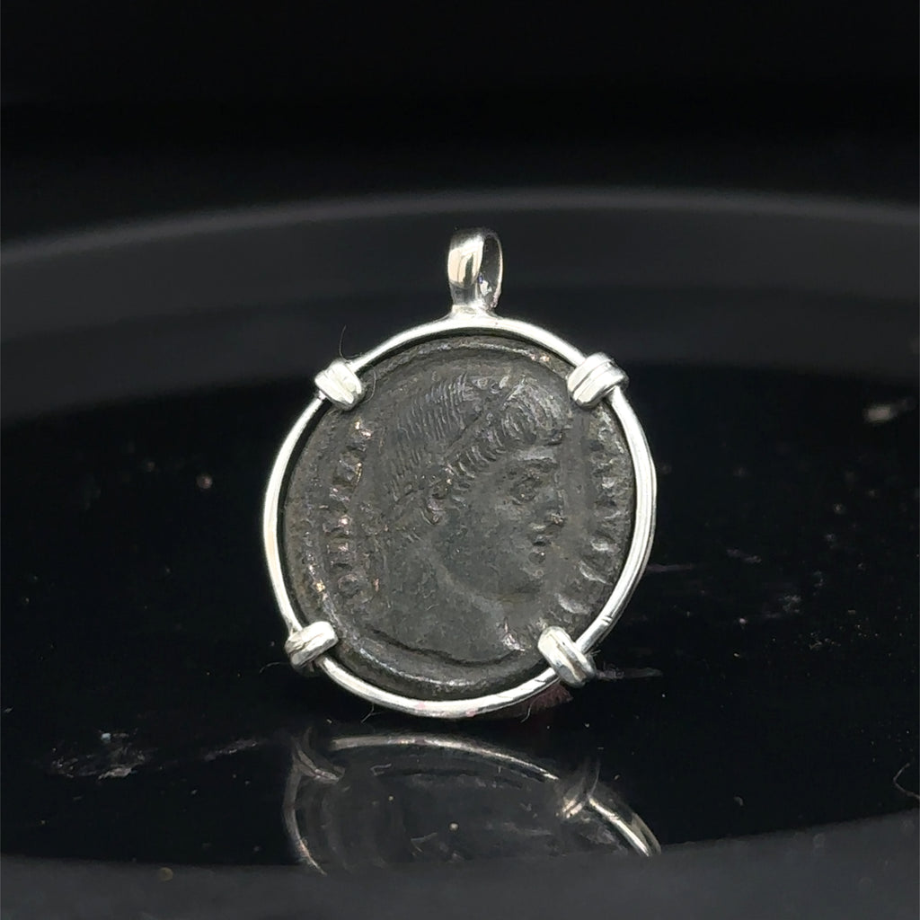 Ancient Roman Constantine the Great ancient Roman coin in sterling silver pendant