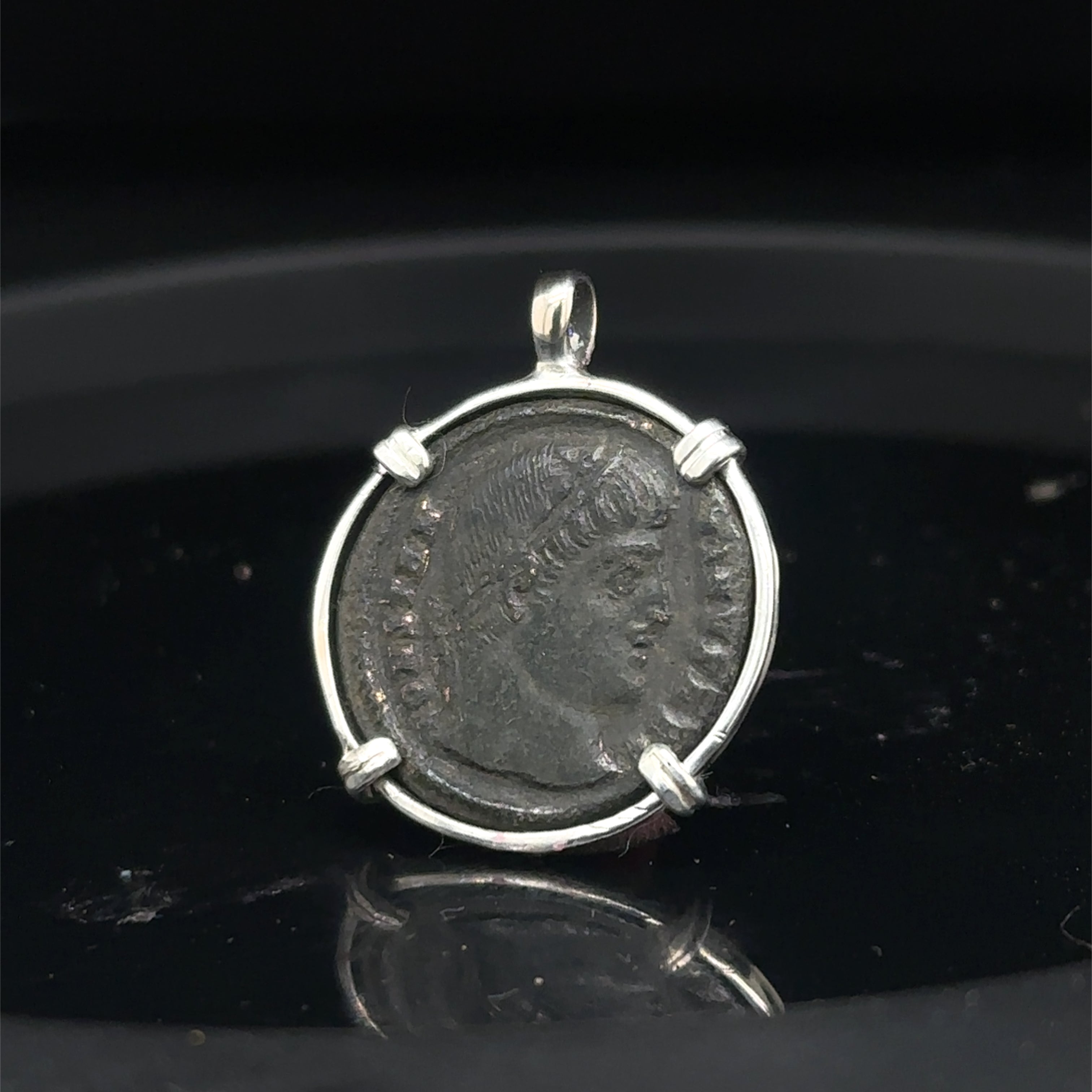 Constantine the Great ancient Roman coin in sterling silver pendant