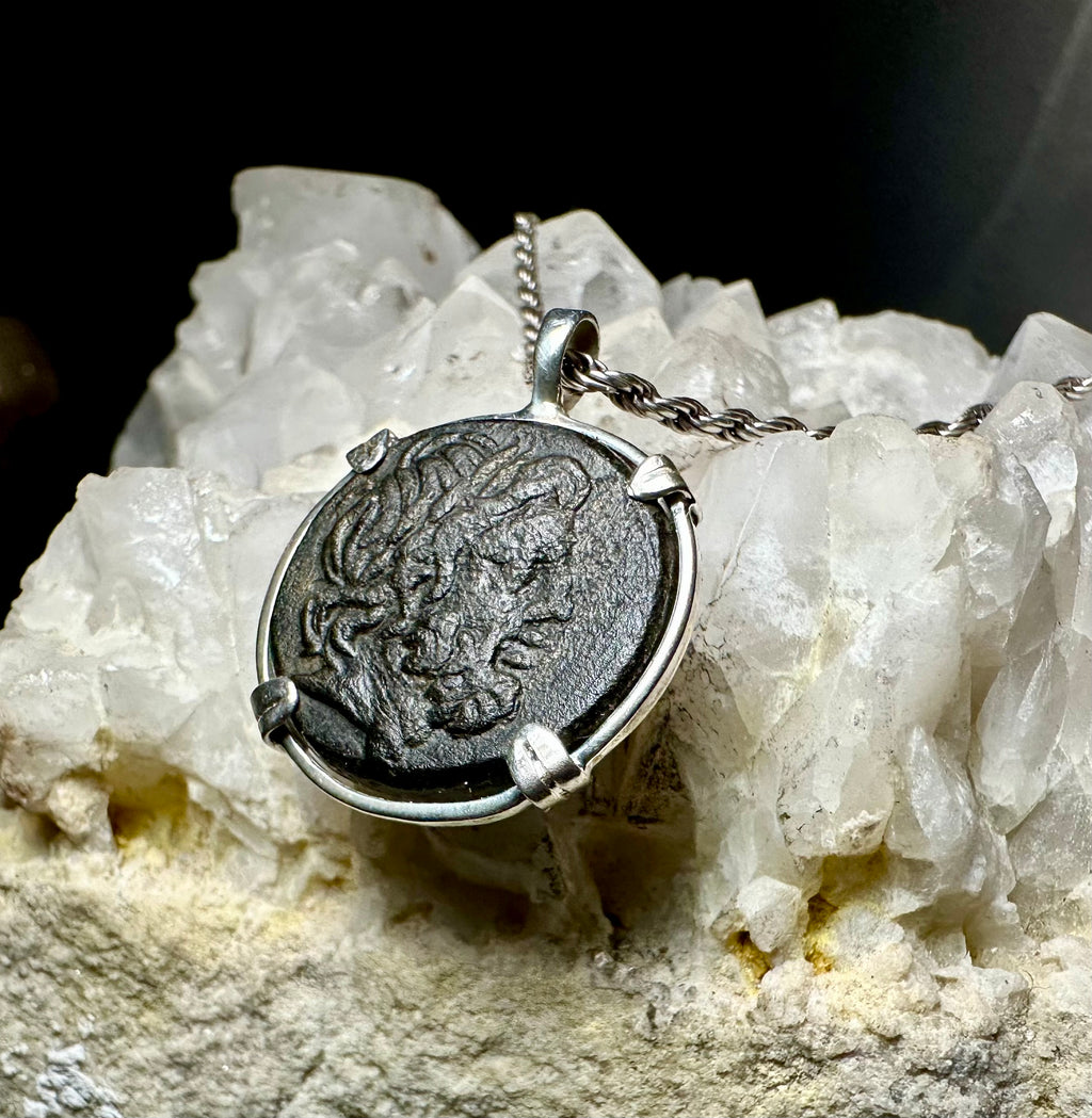 Genuine 1st century BC Ancient Greek Zeus coin pendant