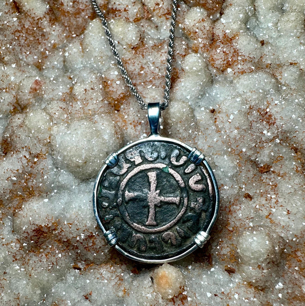 Genuine 13th Century Christian Cross Crusader coin in pendant