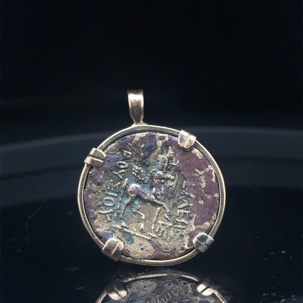 Ancient Greek Dionysus and centaur coin in 14k yellow gold filled