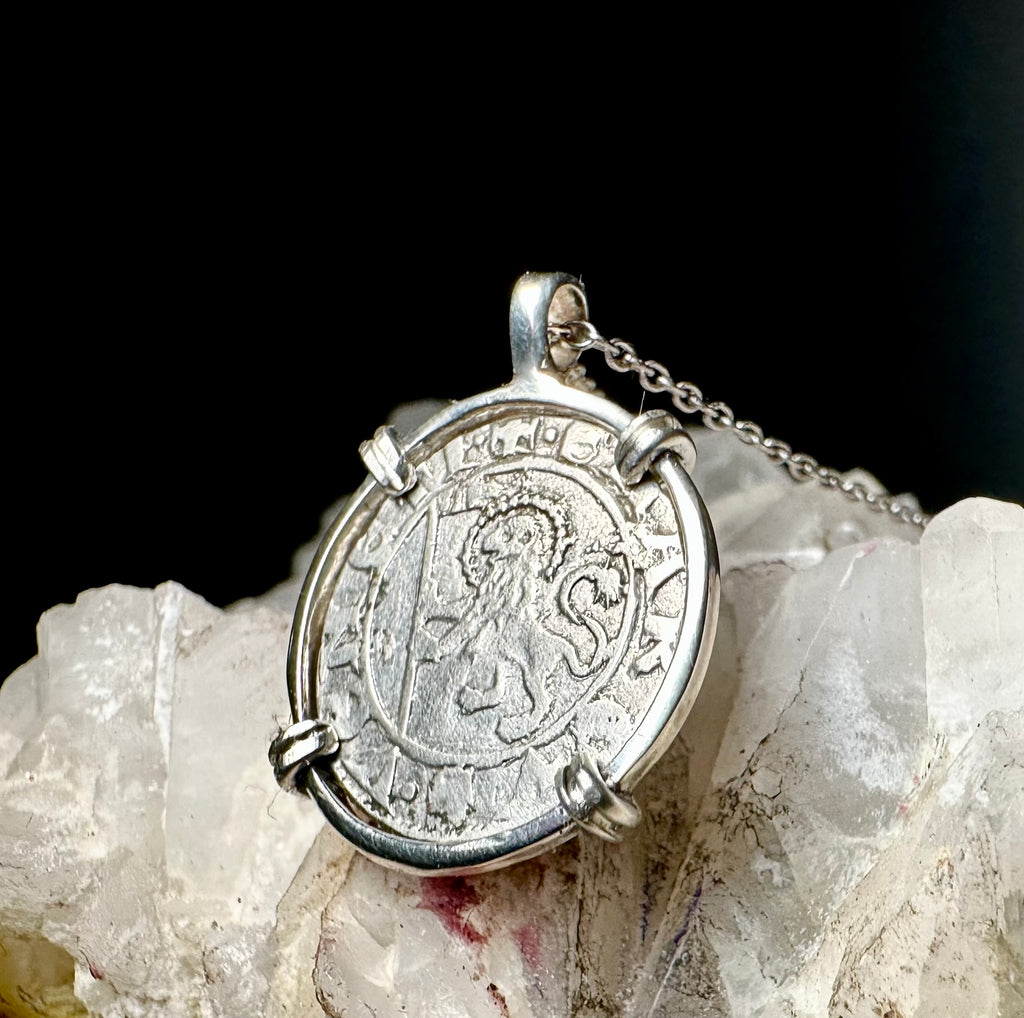 14th Century Christian Lion of St Mark coin in sterling silver pendant