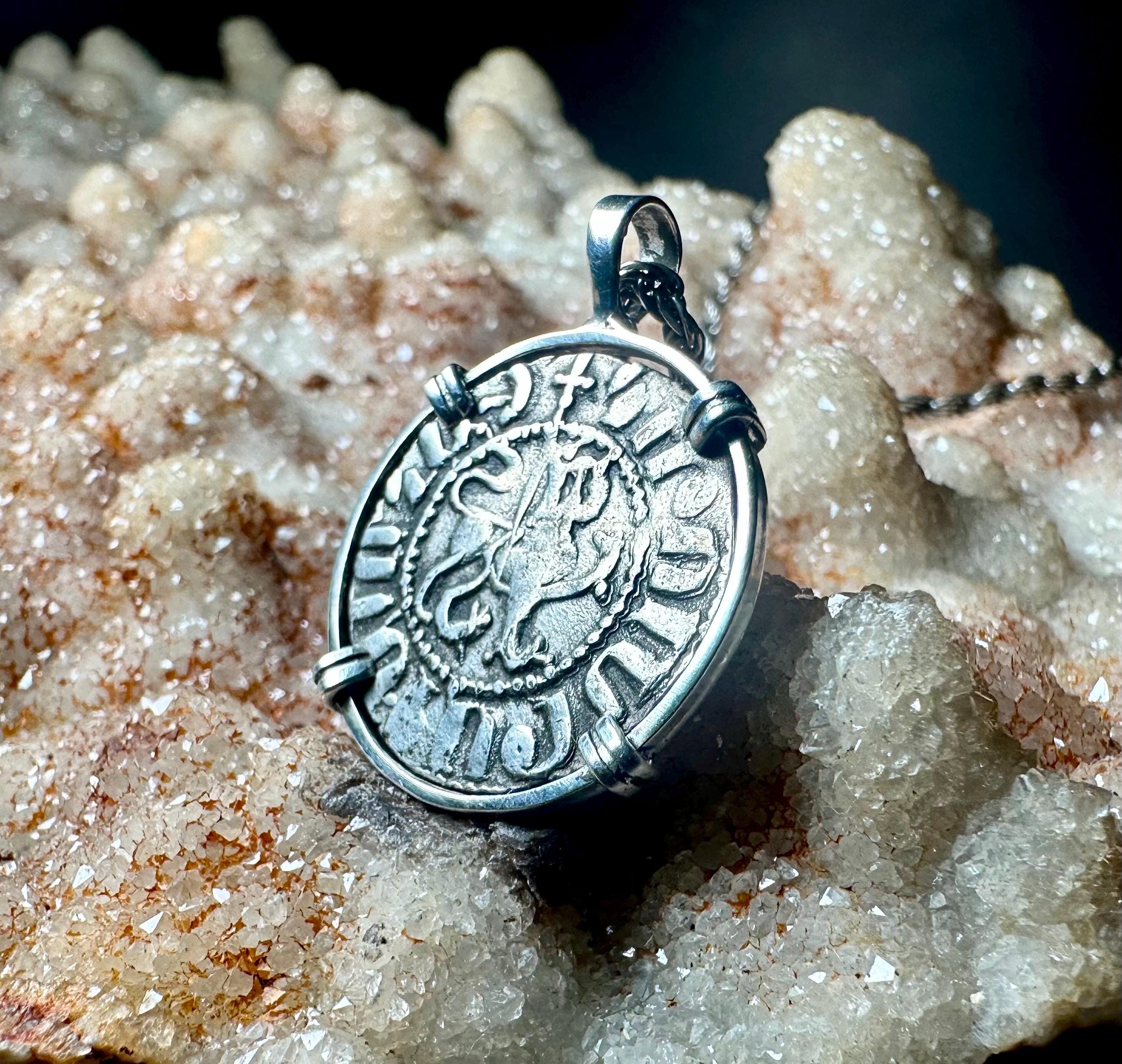 Genuine 13th Century Christian Lion And Cross Crusader coin in pendant