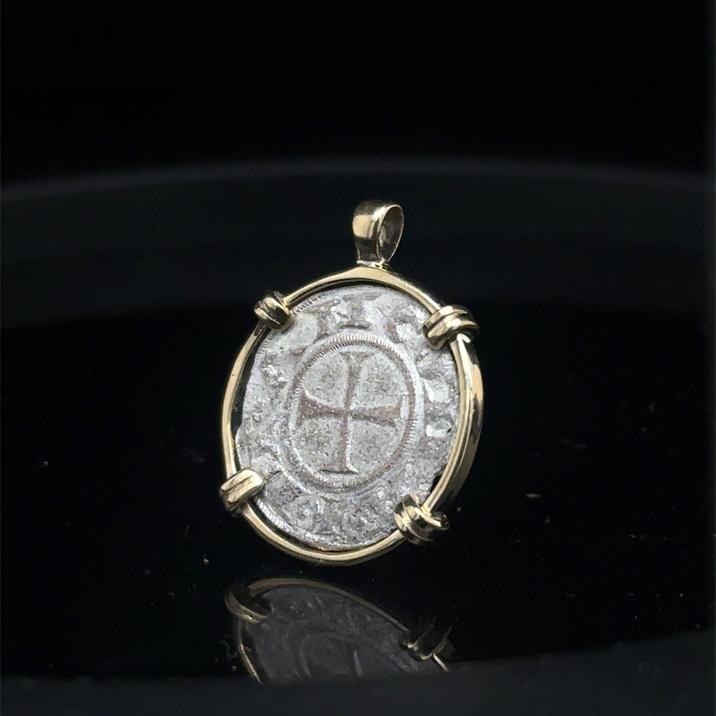 Genuine 13th century Christian Crusader Coin in hand made solid gold pendant