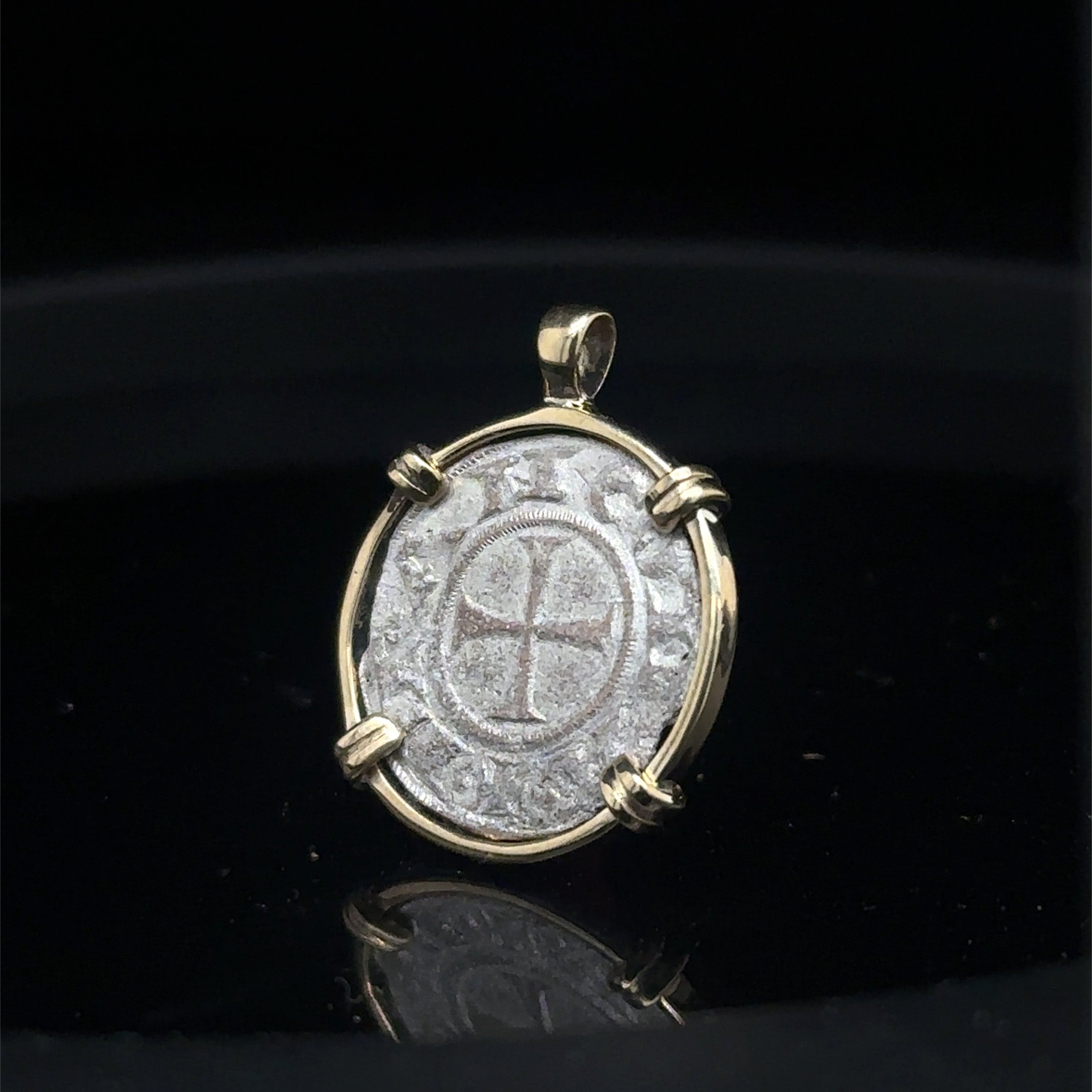 Genuine 13th century Christian Crusader Coin in hand made solid gold pendant