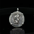 Roman Emperor Augustus silver denarius in sterling silver pendant