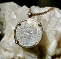 Genuine 14th Cent Jesus Christ and St Mark Coin in hand made solid gold pendant