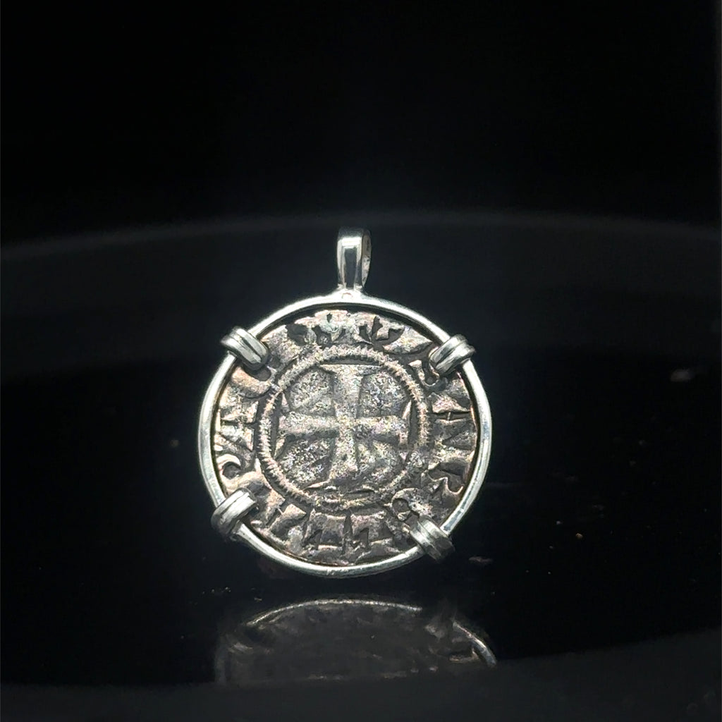 13th century Christian crusades coin in sterling silver