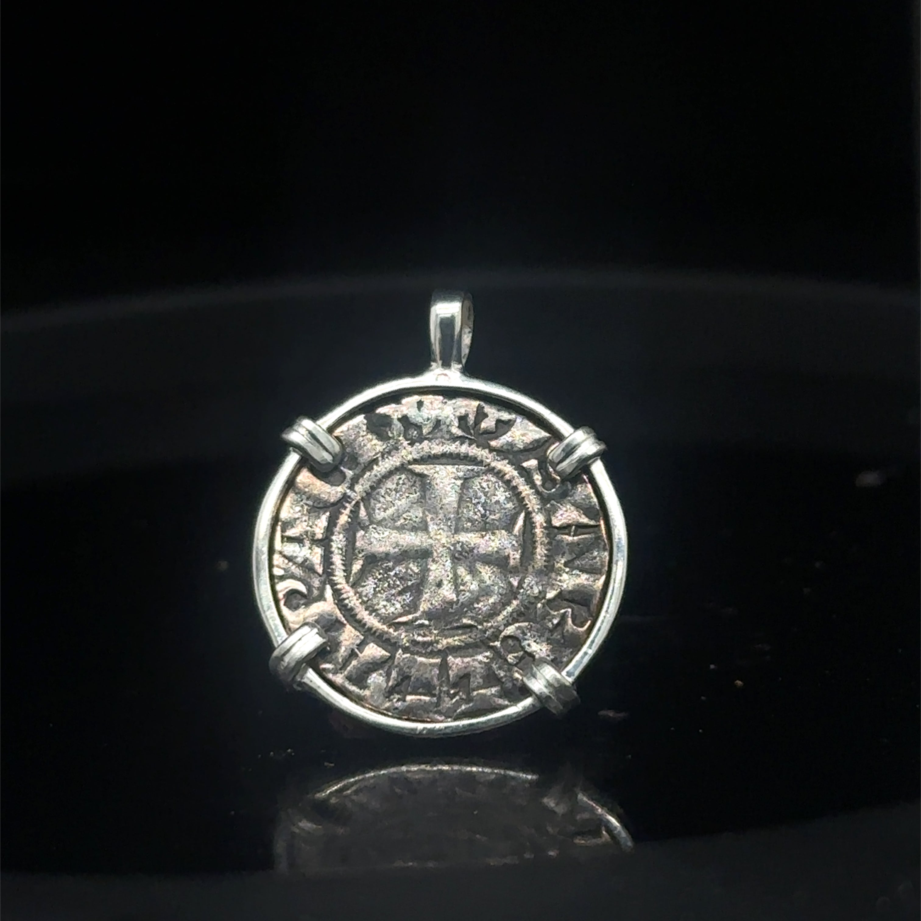 13th century Christian crusades coin in sterling silver