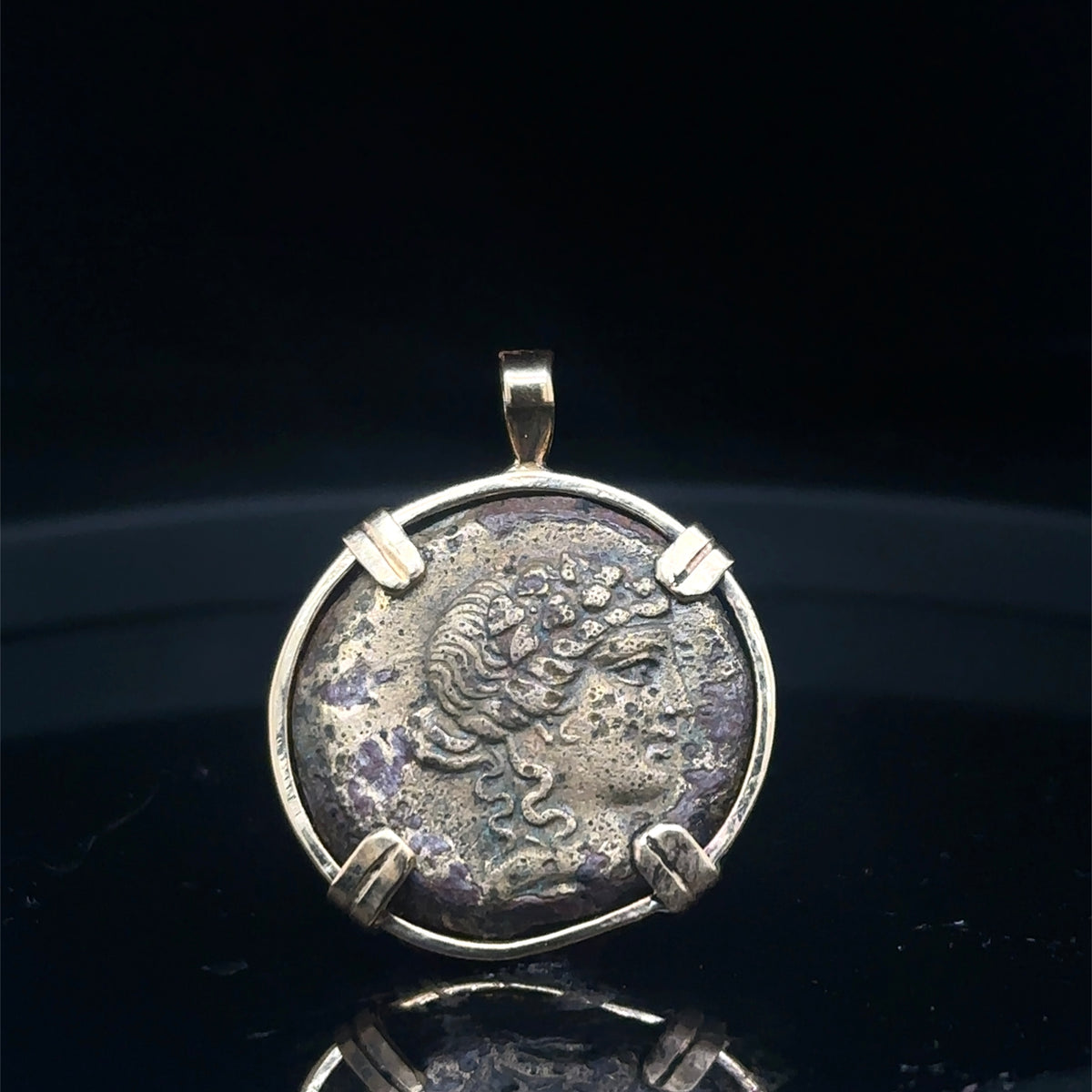 Ancient Greek Dionysus and centaur coin in 14k yellow gold filled