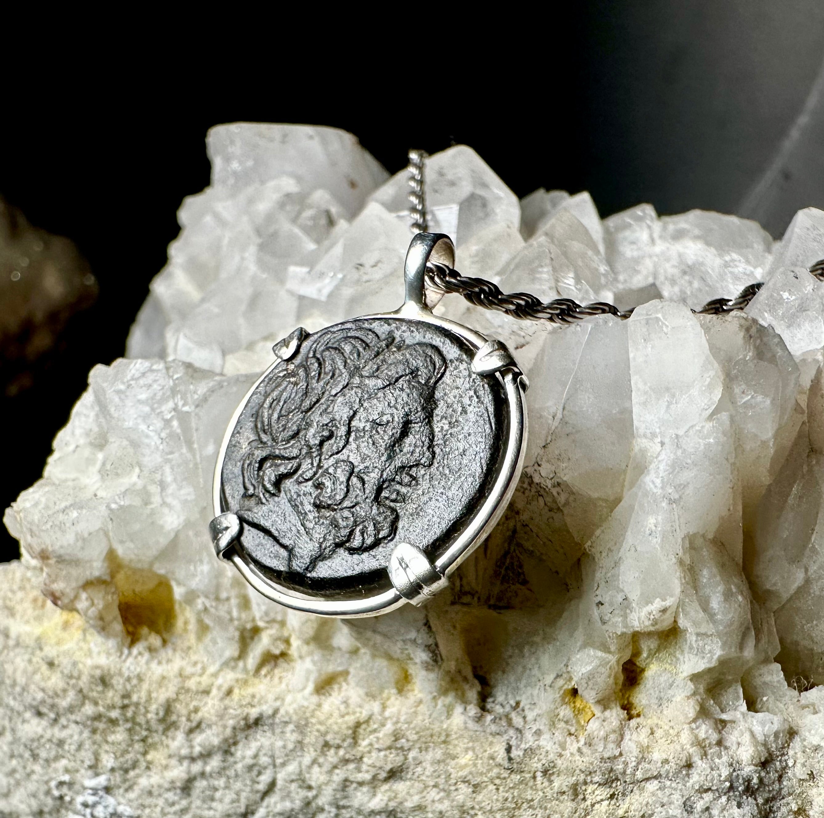 Genuine 1st century BC Ancient Greek Zeus coin pendant