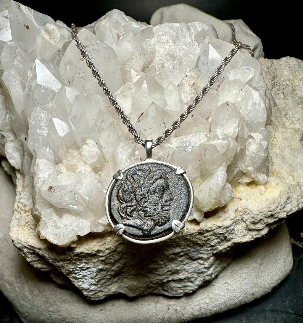 Genuine 1st century BC Ancient Greek Zeus coin pendant