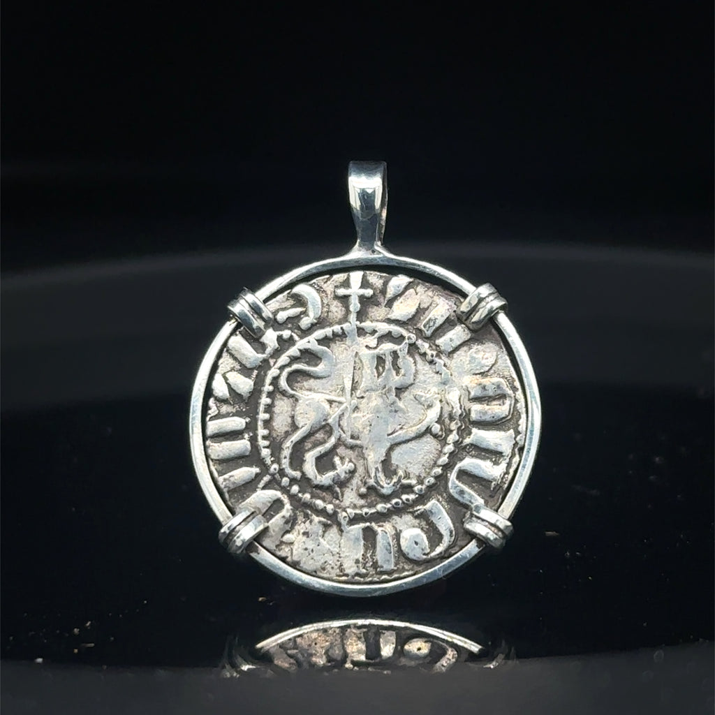 Genuine 13th Century Christian Lion And Cross Crusader coin in pendant