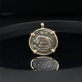 Ancient Roman She-wolf Romulus & Remus coin in 14k yellow gold filled pendant