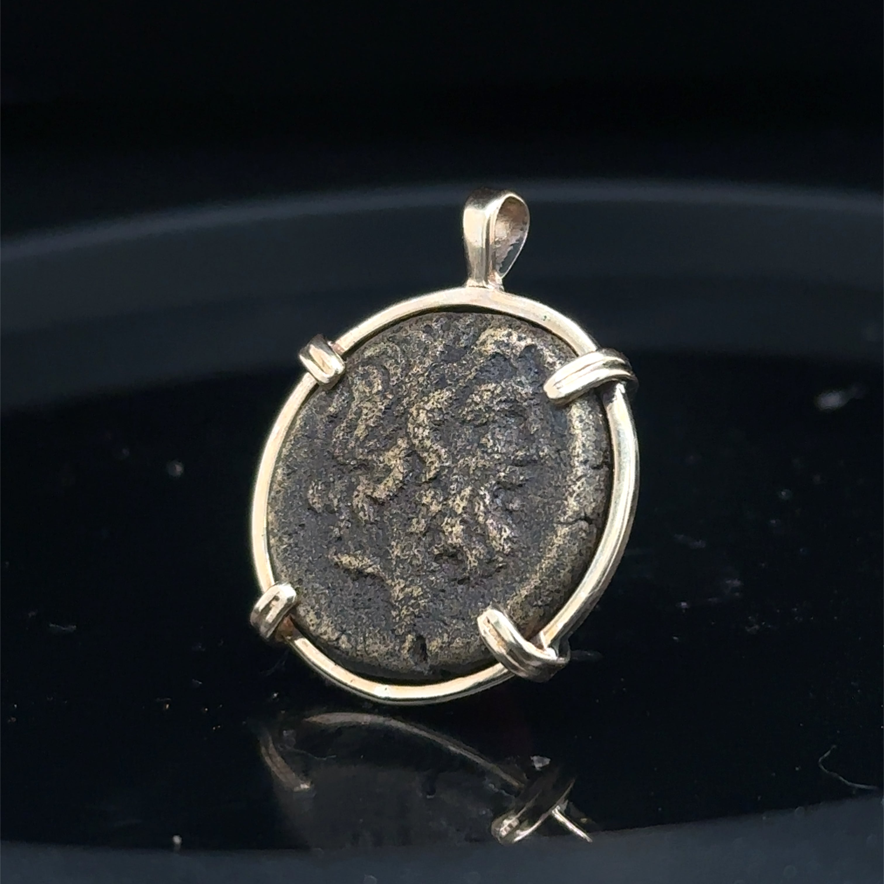 Ancient Greek Zeus and Eagle coin in 14k yellow gold filled pendant
