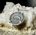 Genuine Ancient Roman She-Wolf Coin in Sterling Silver Pendant