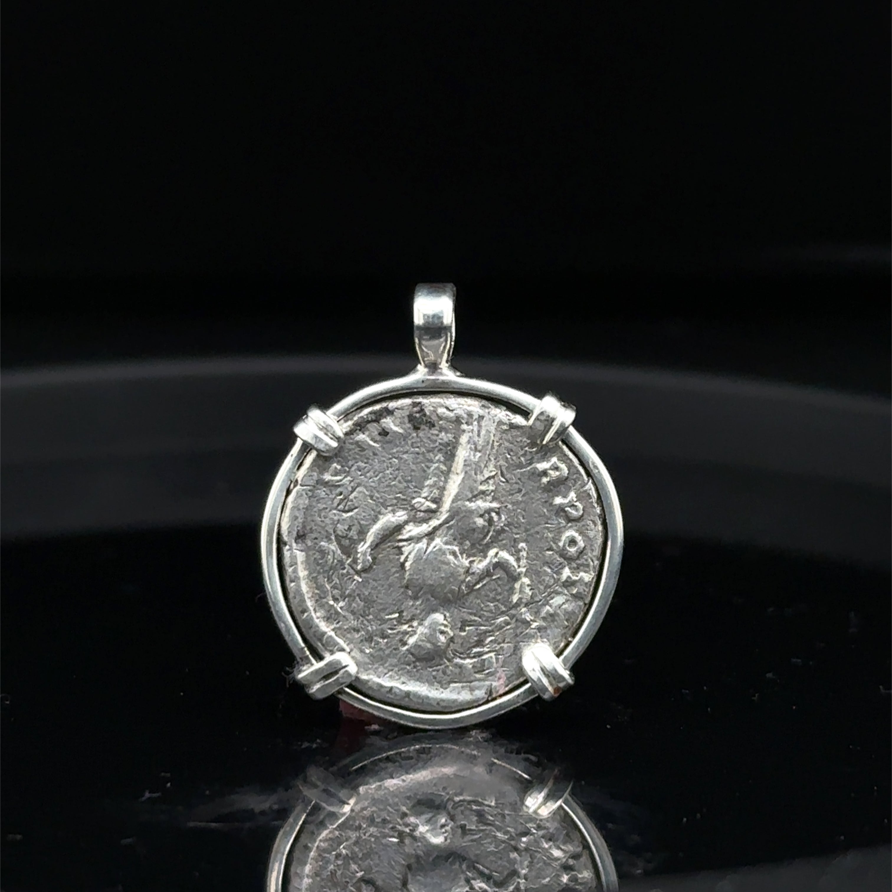 Ancient Roman Marcus Aurelius Denarius in sterling silver pendant