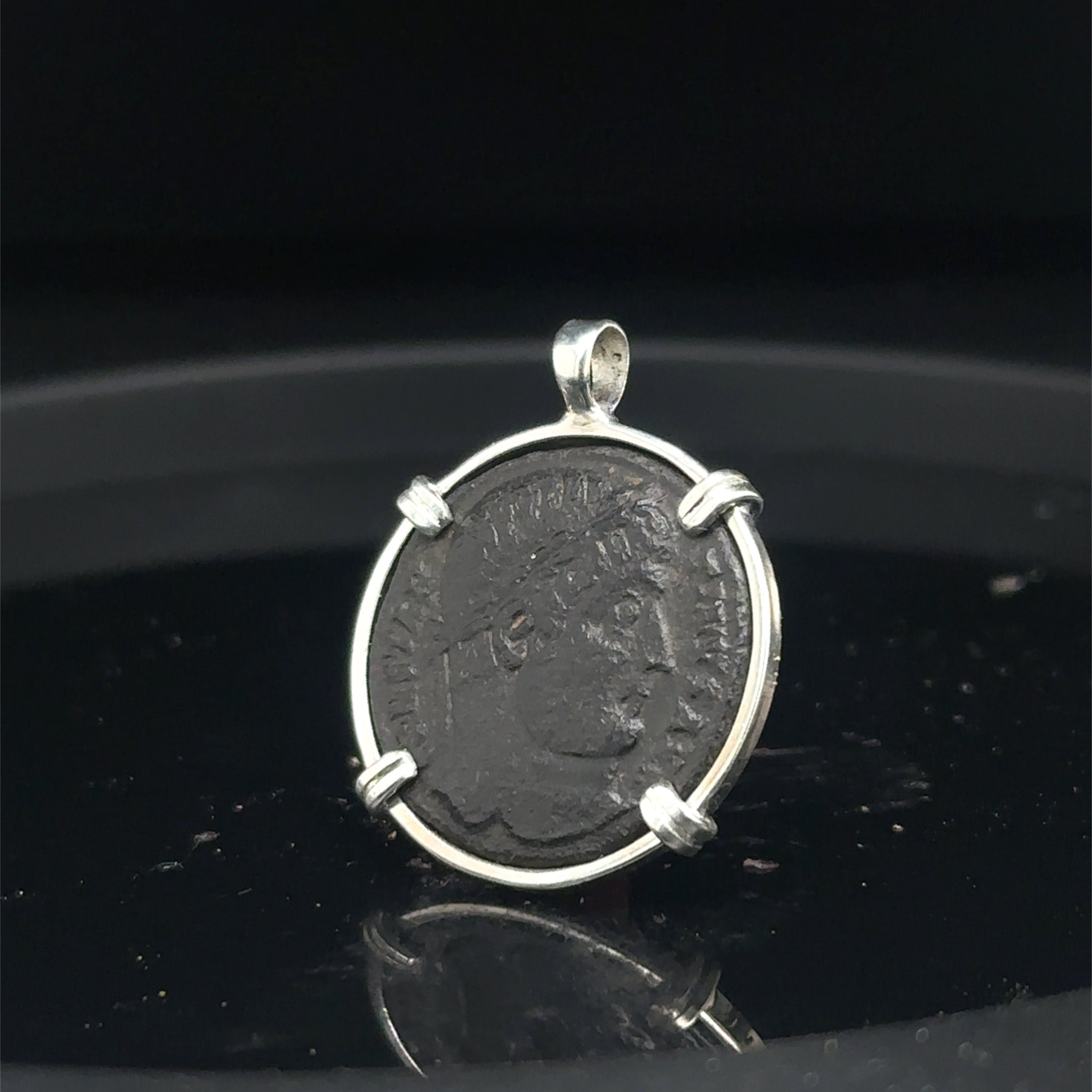 Constantine the Great ancient Roman coin in sterling silver pendant