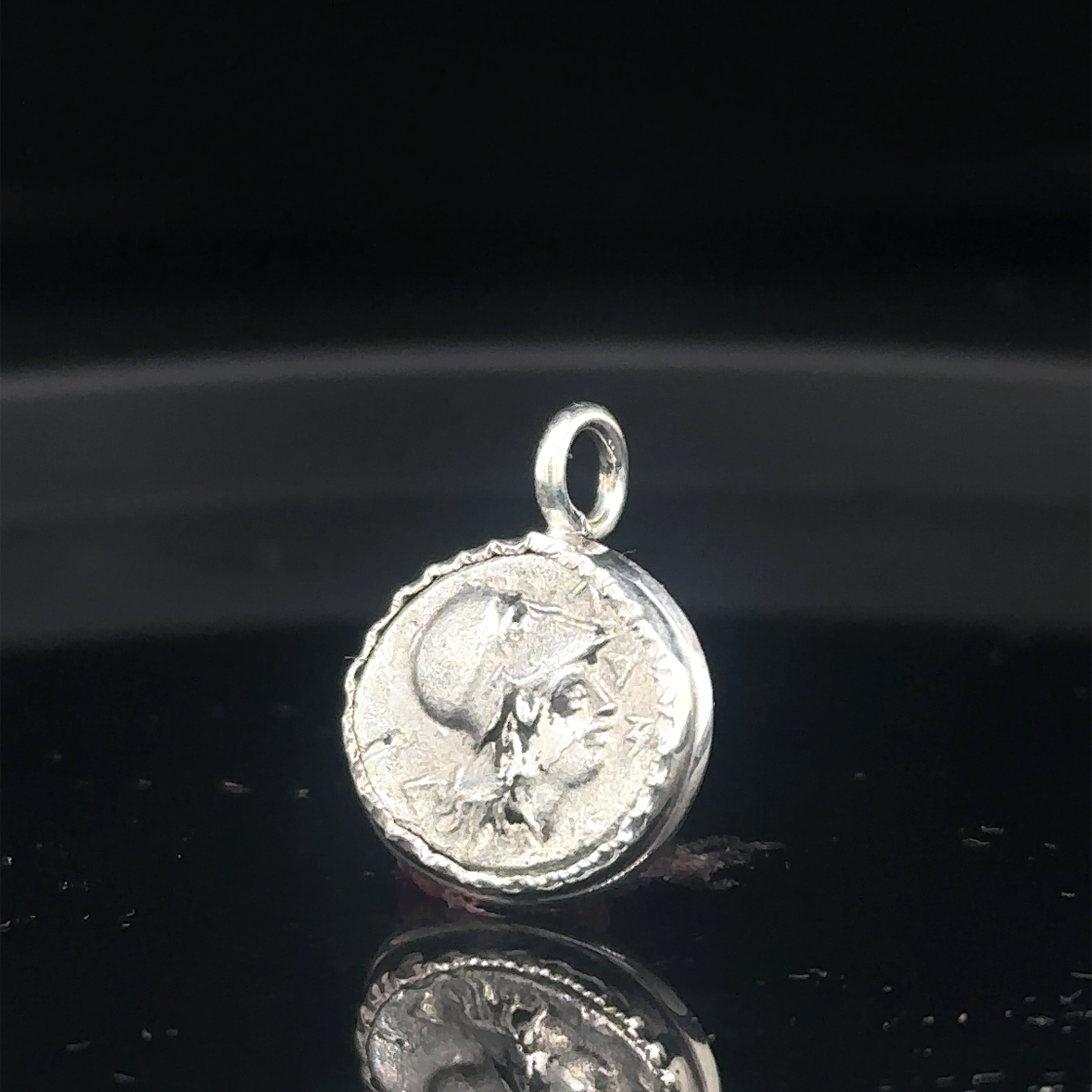 Ancient Greek Athena and Janus Silver coin in sterling silver bezel Pendant