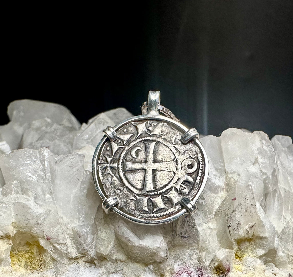 12th century Templar Christian Crusades coin in Sterling Silver Pendant