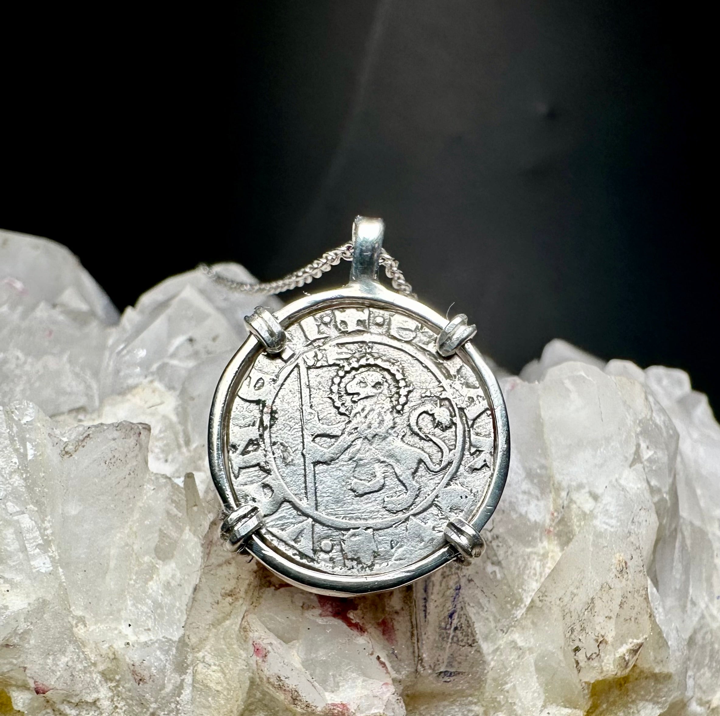14th Century Christian Lion of St Mark coin in sterling silver pendant