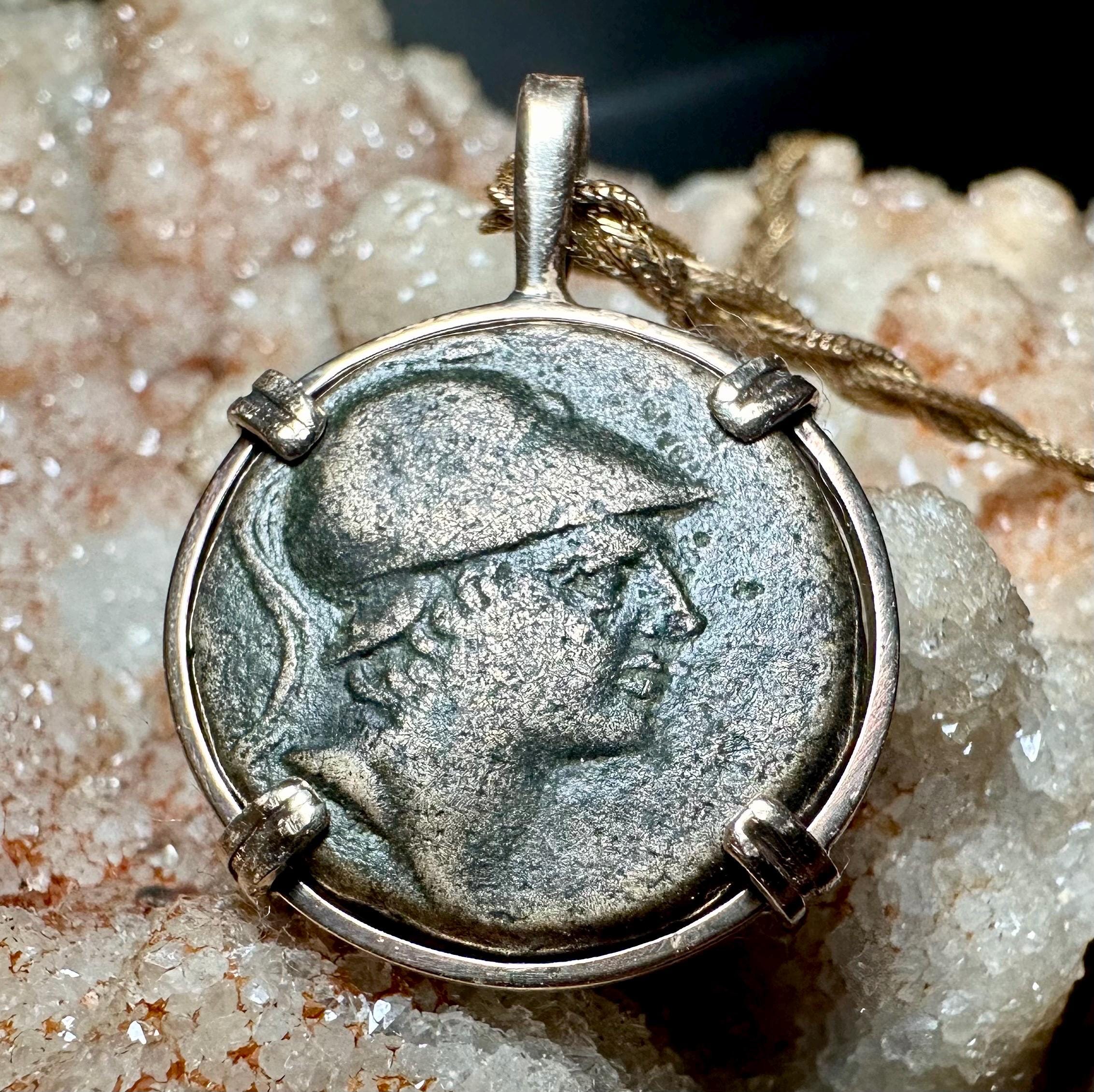 Genuine Ancient Greek Ares Coin Pendant, 14k Gold Filled, 1st Century BC