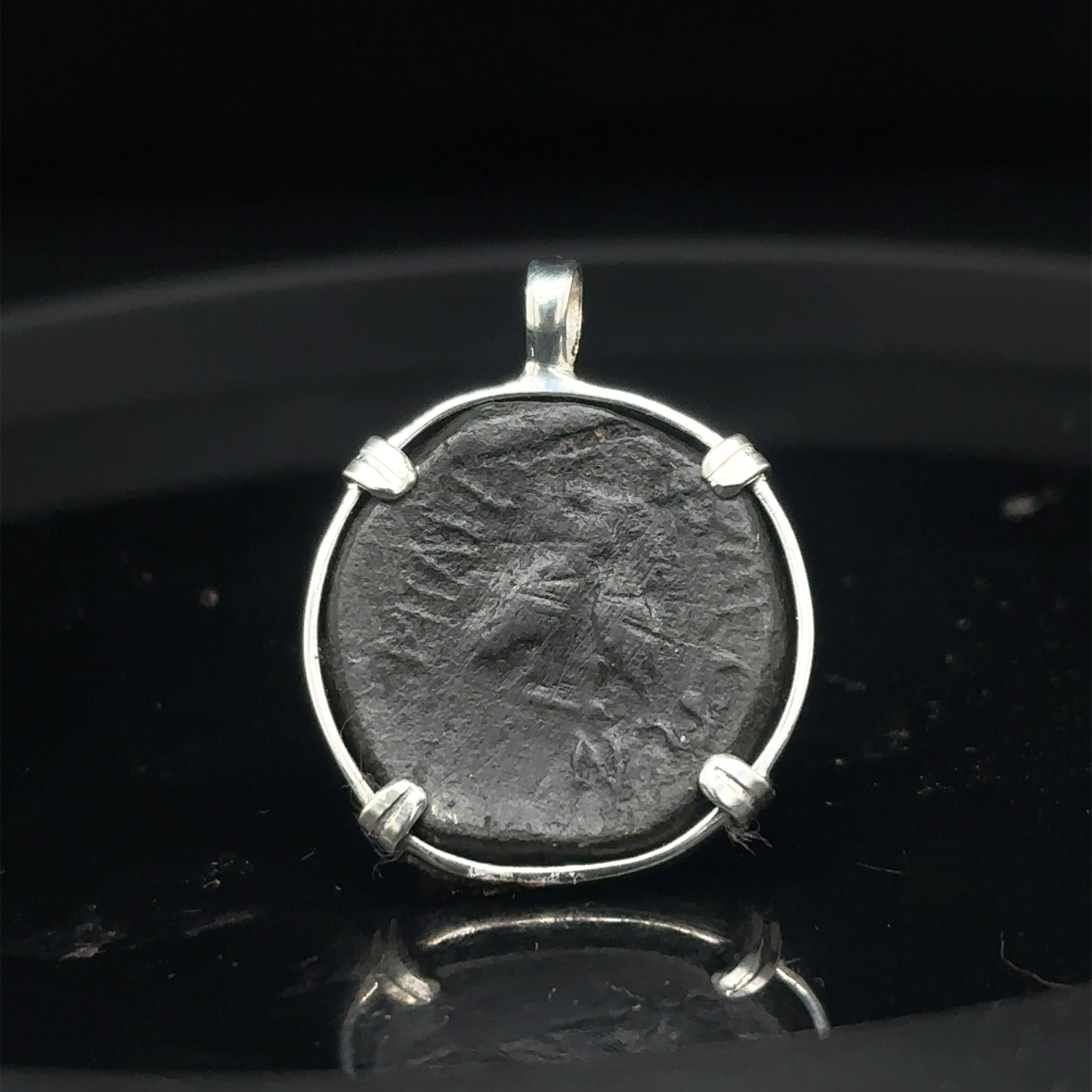 Ancient Greek Athena and owl coin in sterling silver pendant