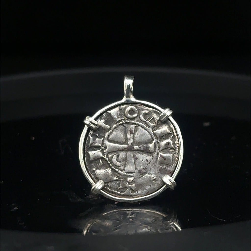 12th century Templar Christian Crusades coin in Sterling Silver Pendant