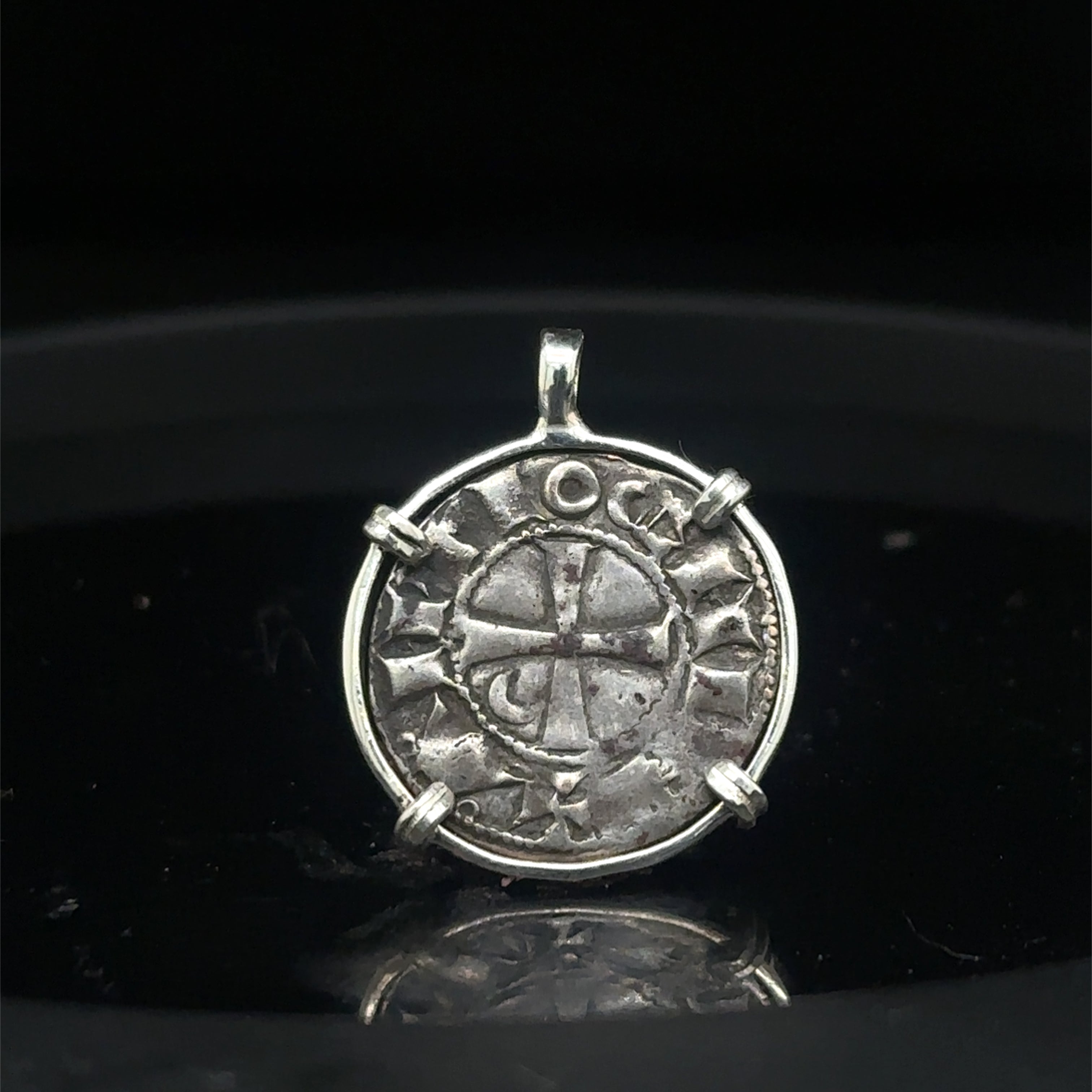 12th century Templar Christian Crusades coin in Sterling Silver Pendant