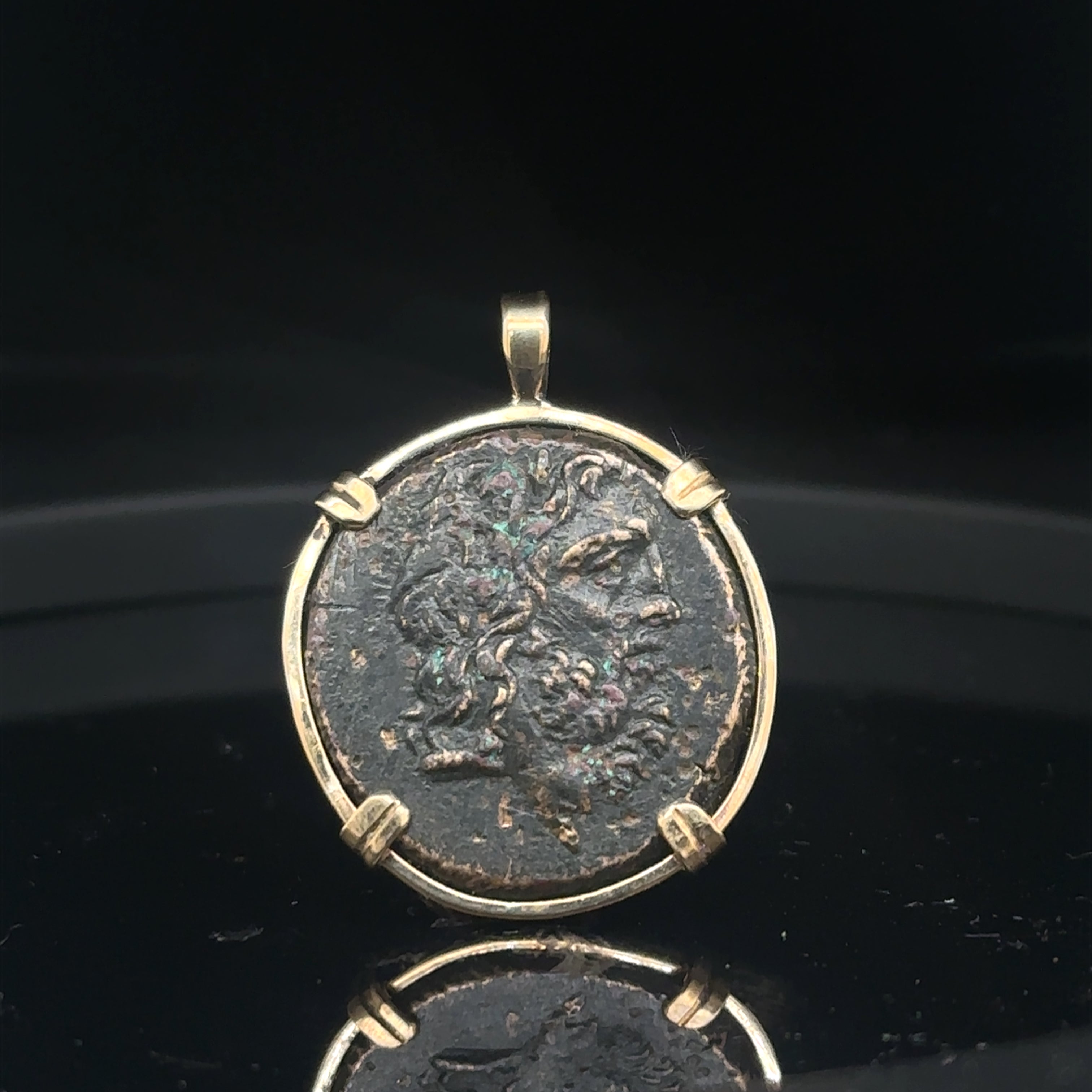 Ancient Greek Zeus and Eagle 14k yellow gold filled pendant