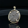 Ancient Egyptian coin of Zeus Ammon and Twin Eagles in 14k yellow gold filled pendant