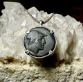 Genuine Ancient Greek Ares God of War and Sword Coin in sterling silver pendant