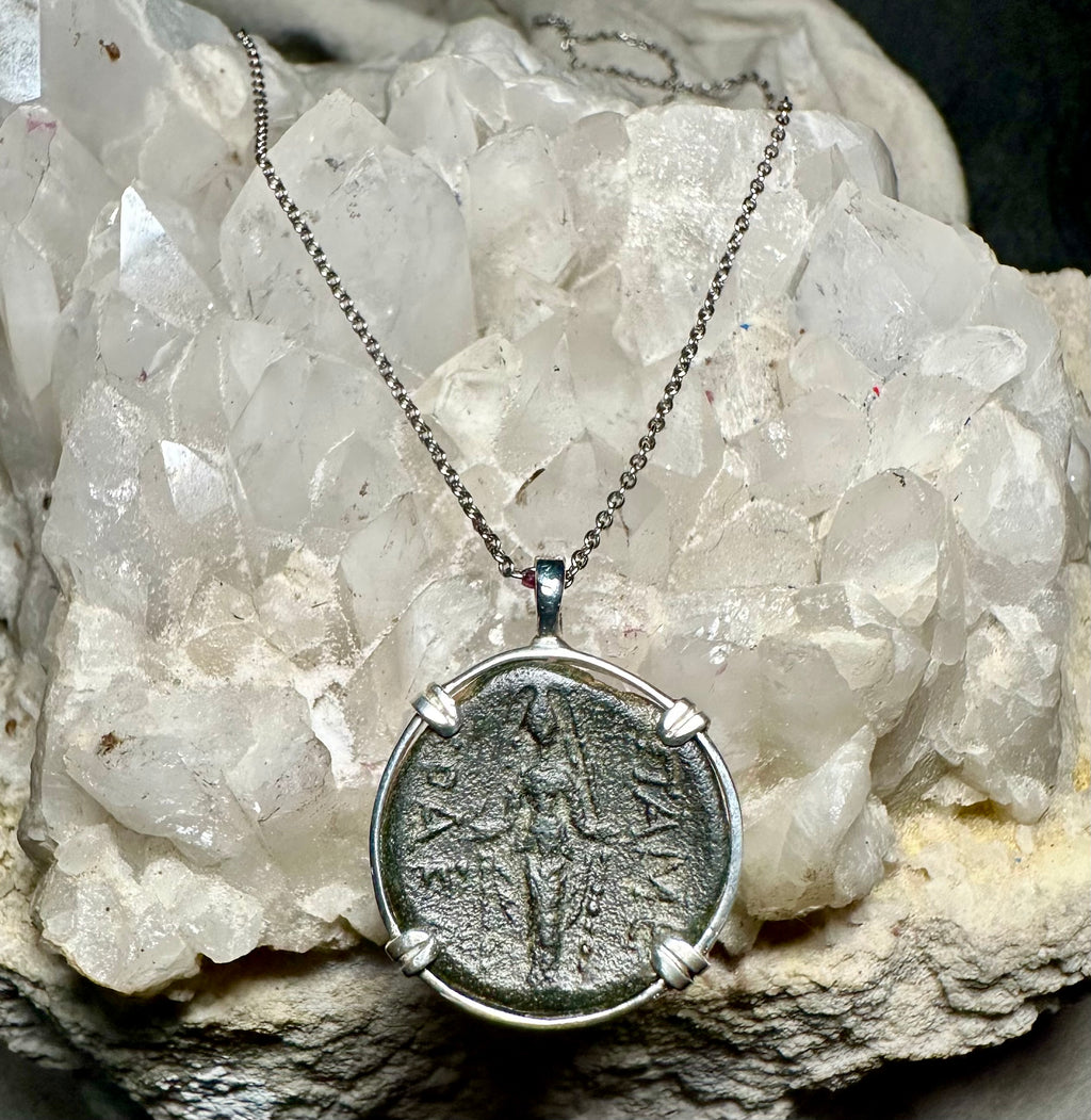 Ancient Greek Zeus and Artemis coin in sterling silver