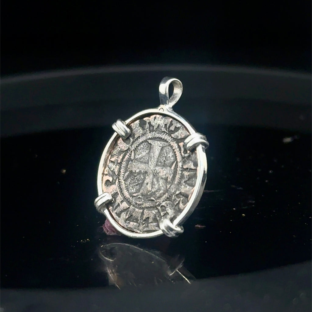 13th century Christian crusades coin in sterling silver