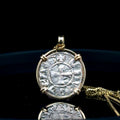 13th century silver Christian Crusader coin in 14k yellow gold filled pendant