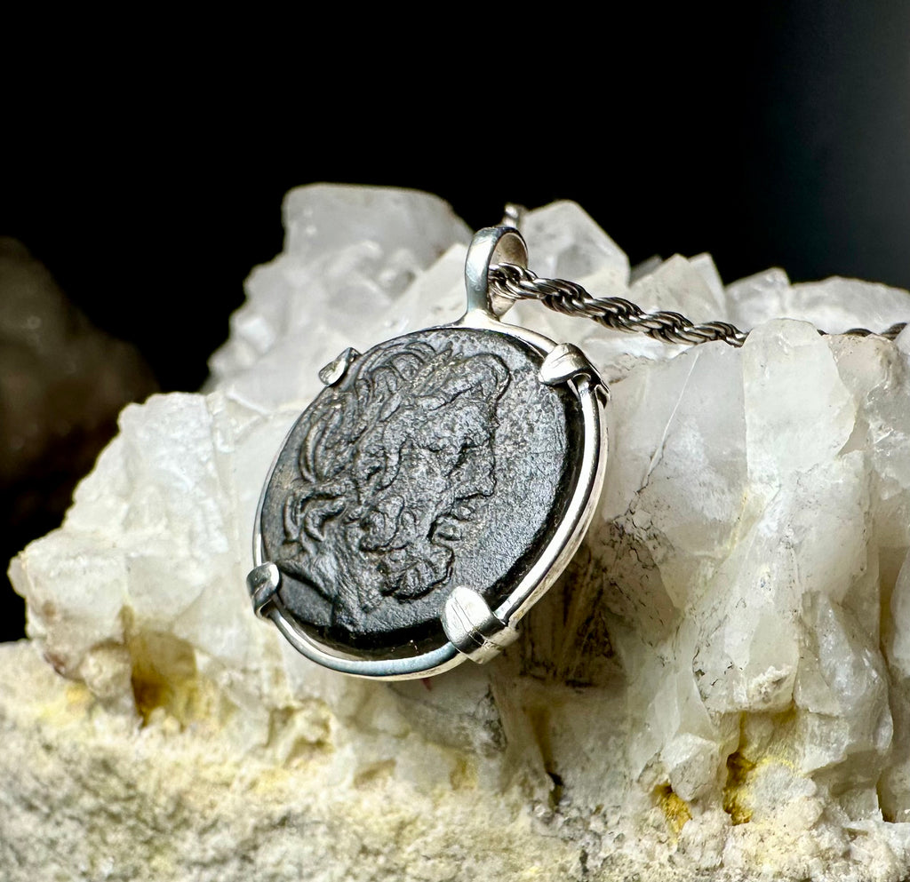 Genuine 1st century BC Ancient Greek Zeus coin pendant