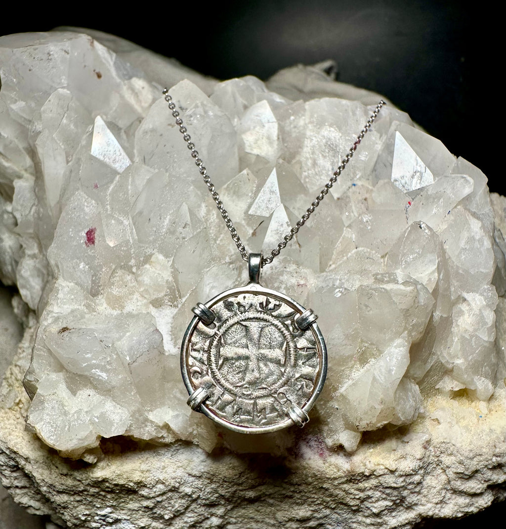 13th century Christian crusades coin in sterling silver