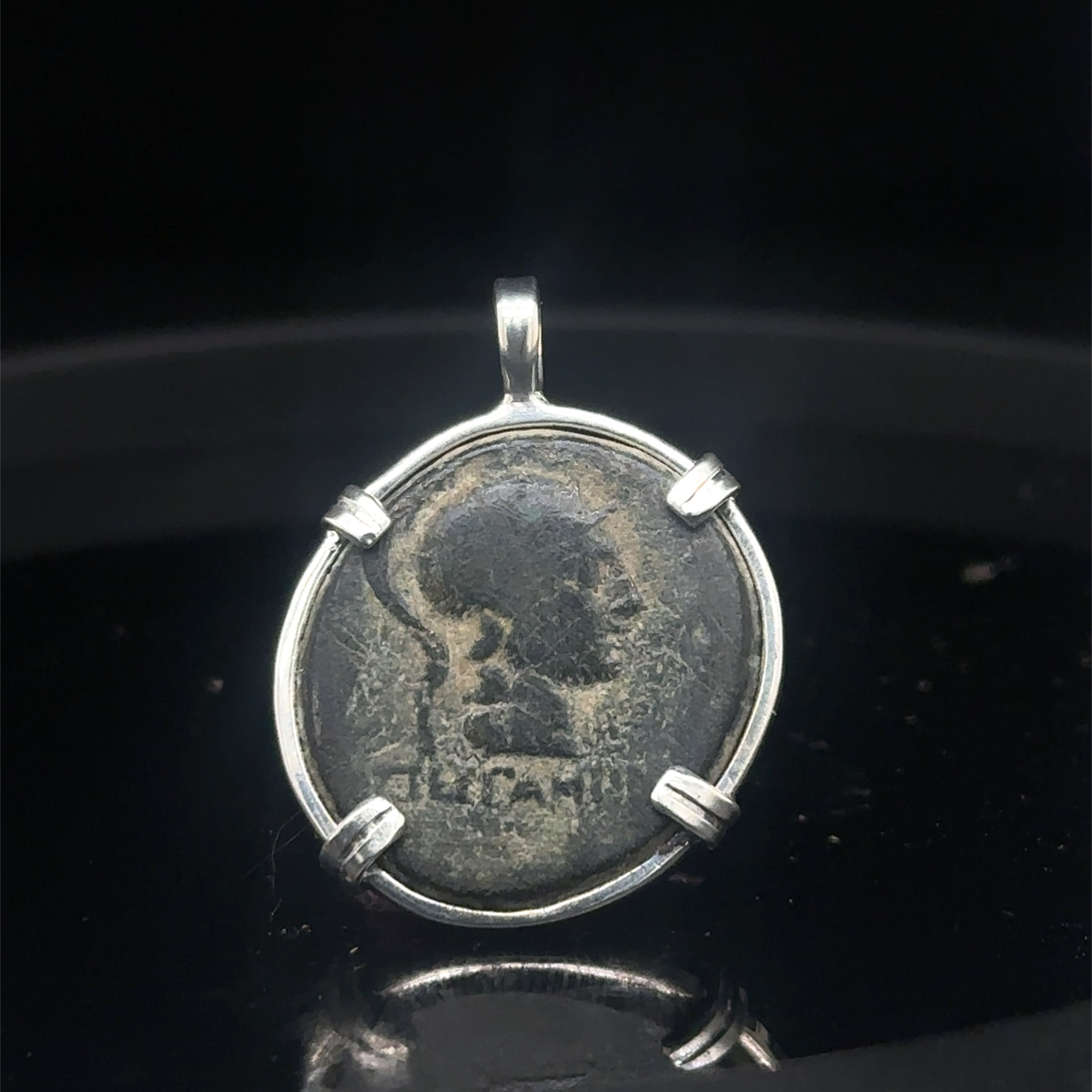 Ancient Greek Athena and Nike coin in sterling silver