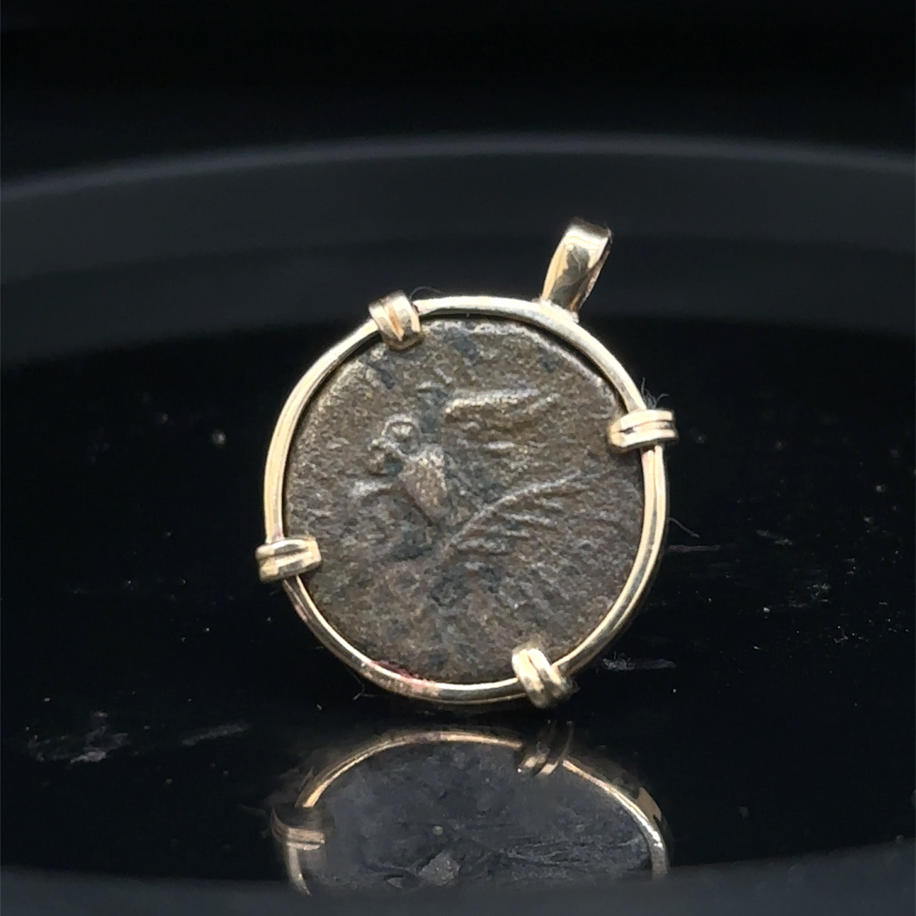 Ancient Greek Athena and Owl coin in 14k yellow gold filled pendant